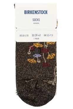 Ladies 1 Pair Birkenstock Cotton Bling Flower Pattern Socks