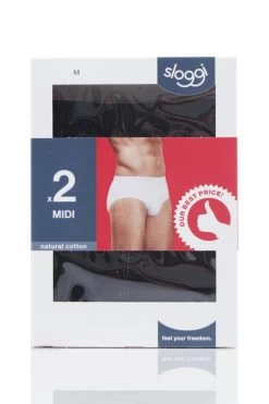2 Pack 24/7 Basic Natural Cotton Midi Briefs Men's - Sloggi