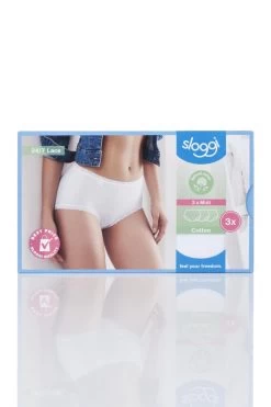 3 Pack 24/7 Cotton Lace Midi Briefs Ladies - Sloggi