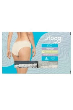 Ladies 2 Pack Sloggi GO Ribbed Hipster Briefs
