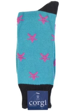 1 Pair 100% Cotton Stars Socks Men's - Corgi