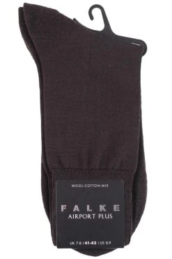 1 Pair Airport Plus Plain Virgin Wool And Cotton Cushioned Business Socks Men's - Falke
