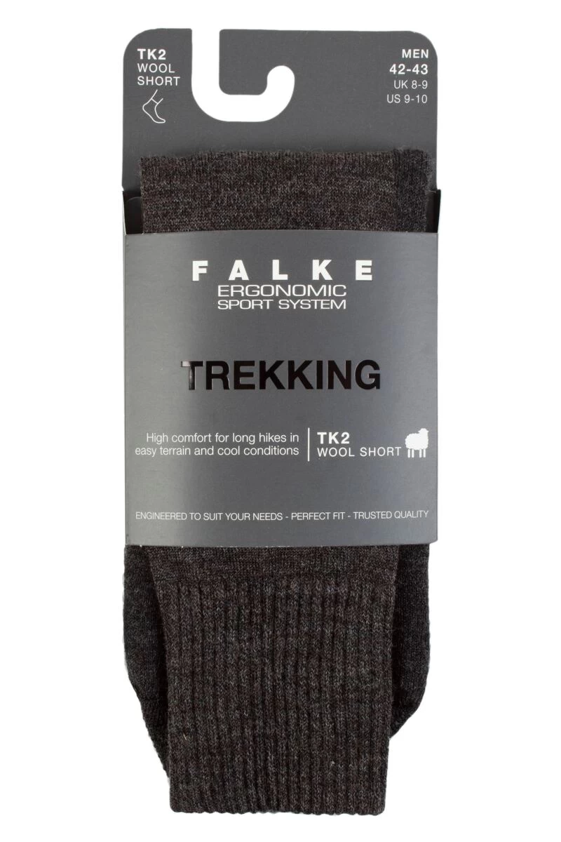 Mens 1 Pair Falke TK2 Wool Short Trekking Socks