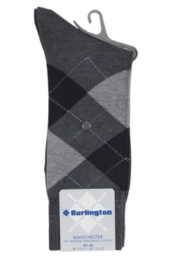 1 Pair Manchester Argyle Cotton Socks Men's - Burlington