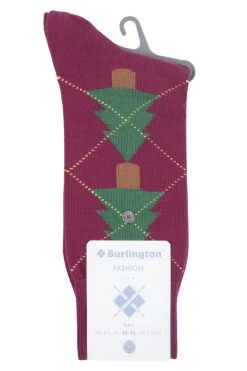 1 Pair Christmas Tree Argyle Cotton Socks Men's - Burlington