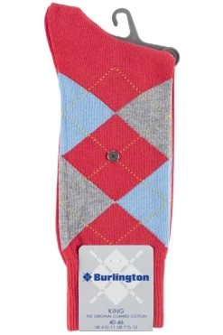 1 Pair King Argyle Cotton Socks Men's - Burlington