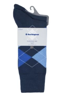 2 Pair Everyday Plain And Argyle Cotton Socks Men's - Burlington