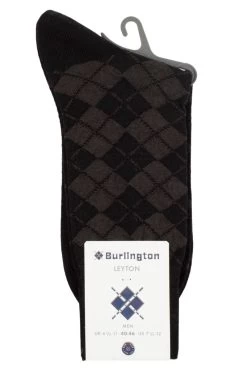 Mens 1 Pair Burlington Leyton All Over Argyle Virgin Wool Socks