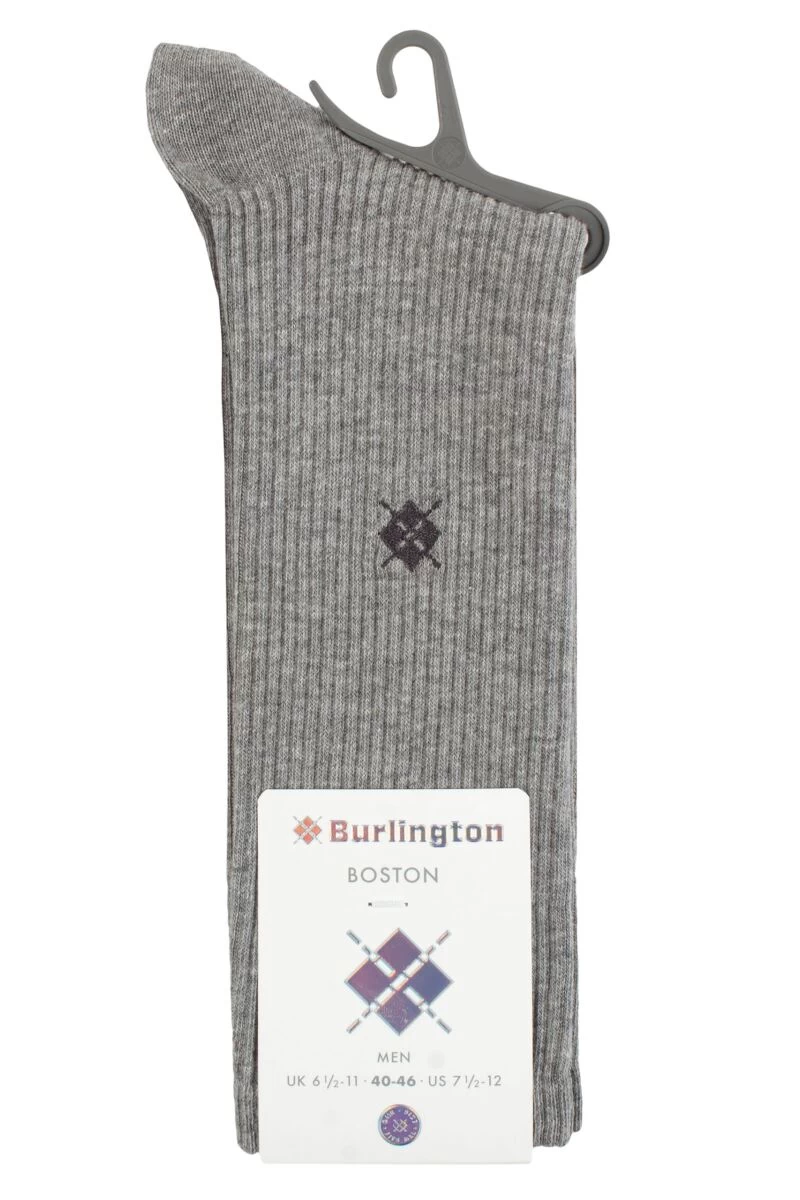 Mens 1 Pair Burlington Boston Organic Cotton Ribbed Socks