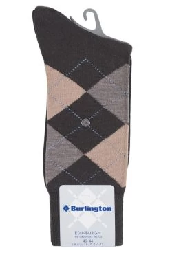 1 Pair Edinburgh Virgin Wool Argyle Socks Men's - Burlington