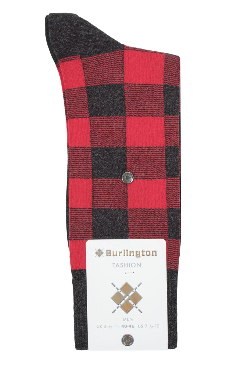 Mens 1 Pair Burlington Country Lumberjack Check Socks