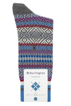 Mens 1 Pair Burlington All Over Fairisle Virgin Wool Socks