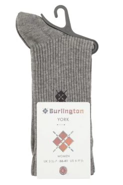 Ladies 1 Pair Burlington York Organic Cotton Ribbed Socks