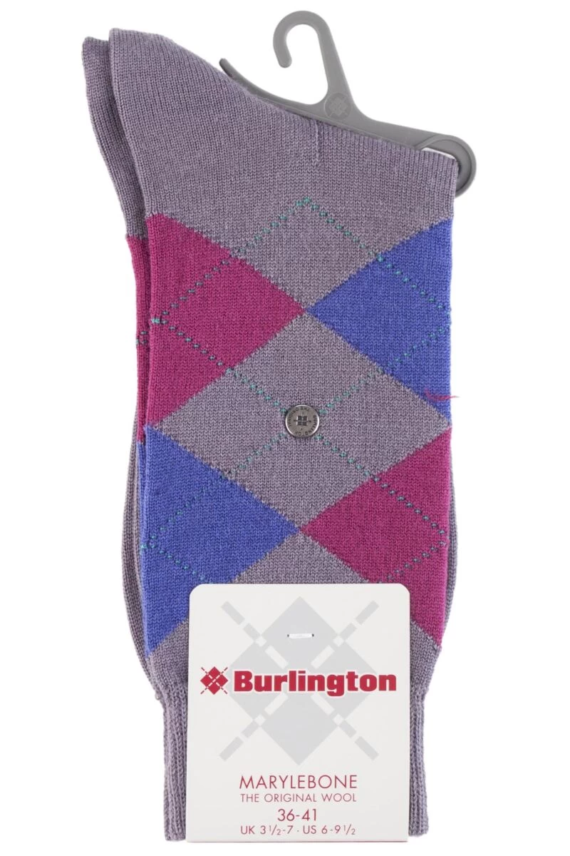 1 Pair Marylebone Argyle Wool Socks Ladies - Burlington