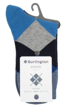 1 Pair Bonnie Cotton All Over Blend Argyle Socks Ladies - Burlington