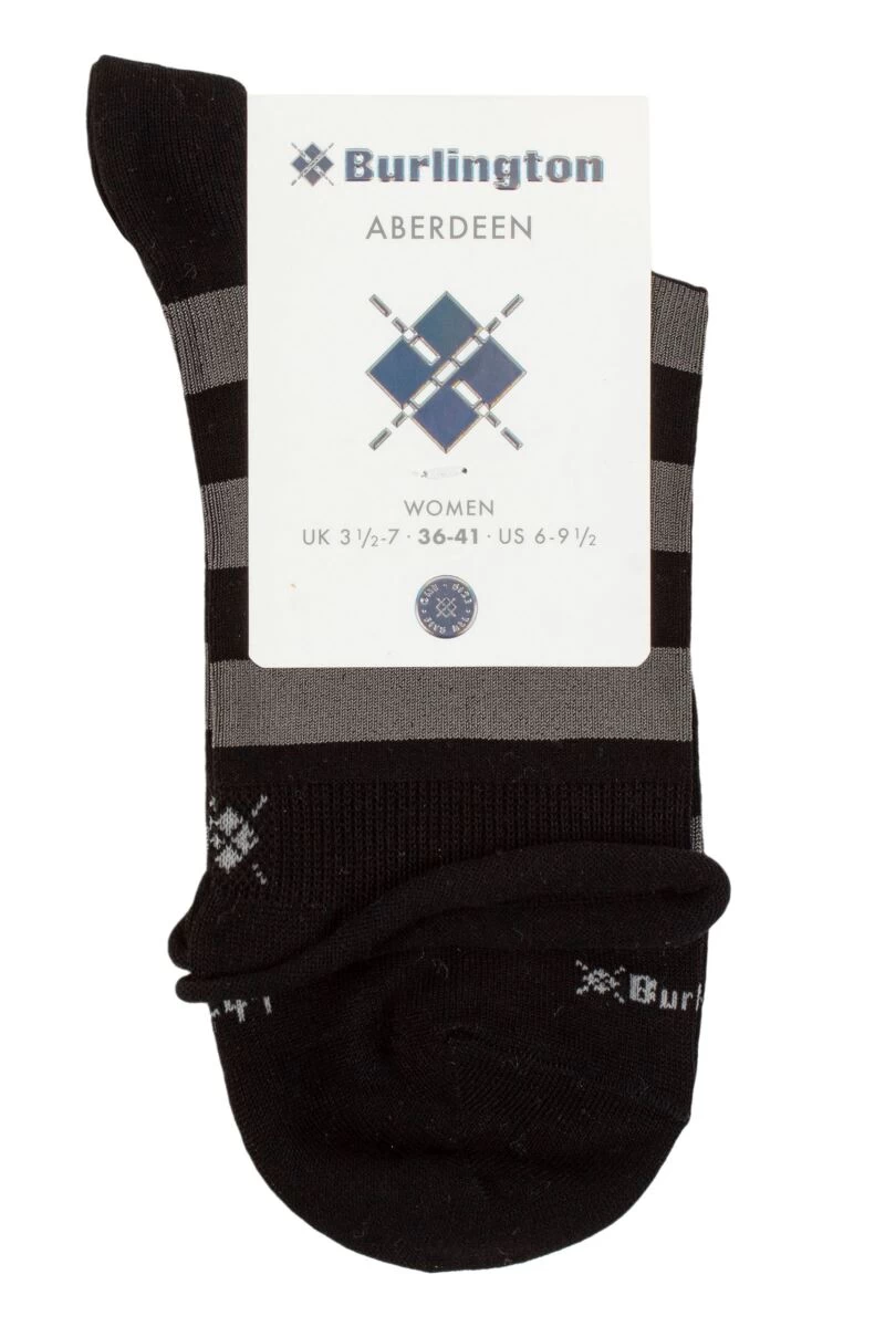 Ladies 1 Pair Burlington Aberdeen Viscose Striped Socks