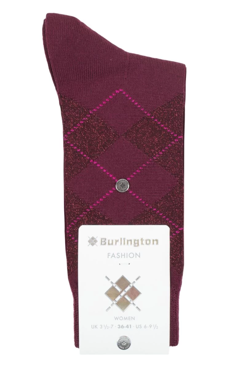 Ladies 1 Pair Burlington Marylebone Lurex Virgin Wool Socks