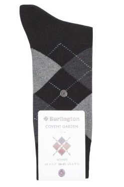 Ladies 1 Pair Burlington Covent Garden Cotton Argyle Socks