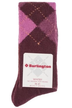1 Pair Whitby Extra Soft Argyle Knee High Socks Ladies - Burlington