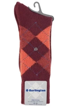1 Pair Preston Extra Soft Feeling Argyle Socks Men's - Burlington
