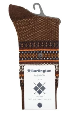 Ladies 1 Pair Burlington Ancient Fair Isle Wool Socks