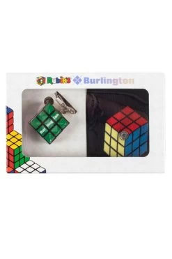 Mens 1 Pair Burlington Rubiks Cube Gift Boxed Cotton Socks With Keyring