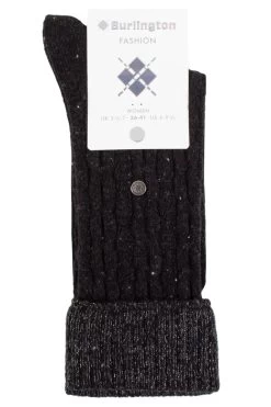 Ladies 1 Pair Burlington Cosy Wool Turn Over Top Boot Socks