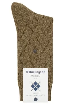 Ladies 1 Pair Burlington Argyle Wool Cotton Boot Socks