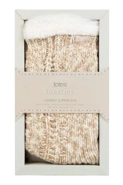 Ladies 1 Pair Totes Cable Twist Slipper Socks
