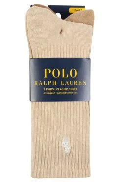 Mens 3 Pair Ralph Lauren Classic Cotton Sport Socks