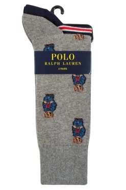Mens 2 Pair Ralph Lauren Cotton Bear Socks
