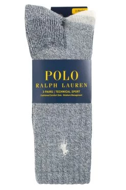 Mens 3 Pair Ralph Lauren Cushioned Comfort Sole Technical Sport Socks