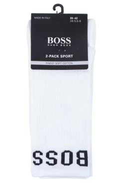 2 Pair BOSS Plain Cotton Sports Crew Socks Men's - Hugo Boss