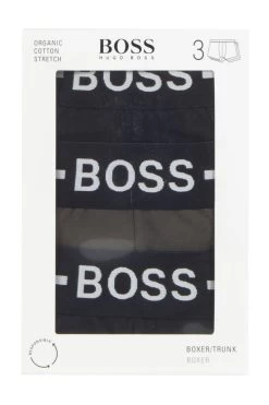 Mens 3 Pack BOSS Organic Cotton Boxer Trunks