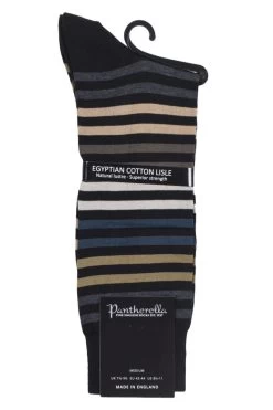 1 Pair Kilburn Striped Cotton Lisle Socks Men's - Pantherella