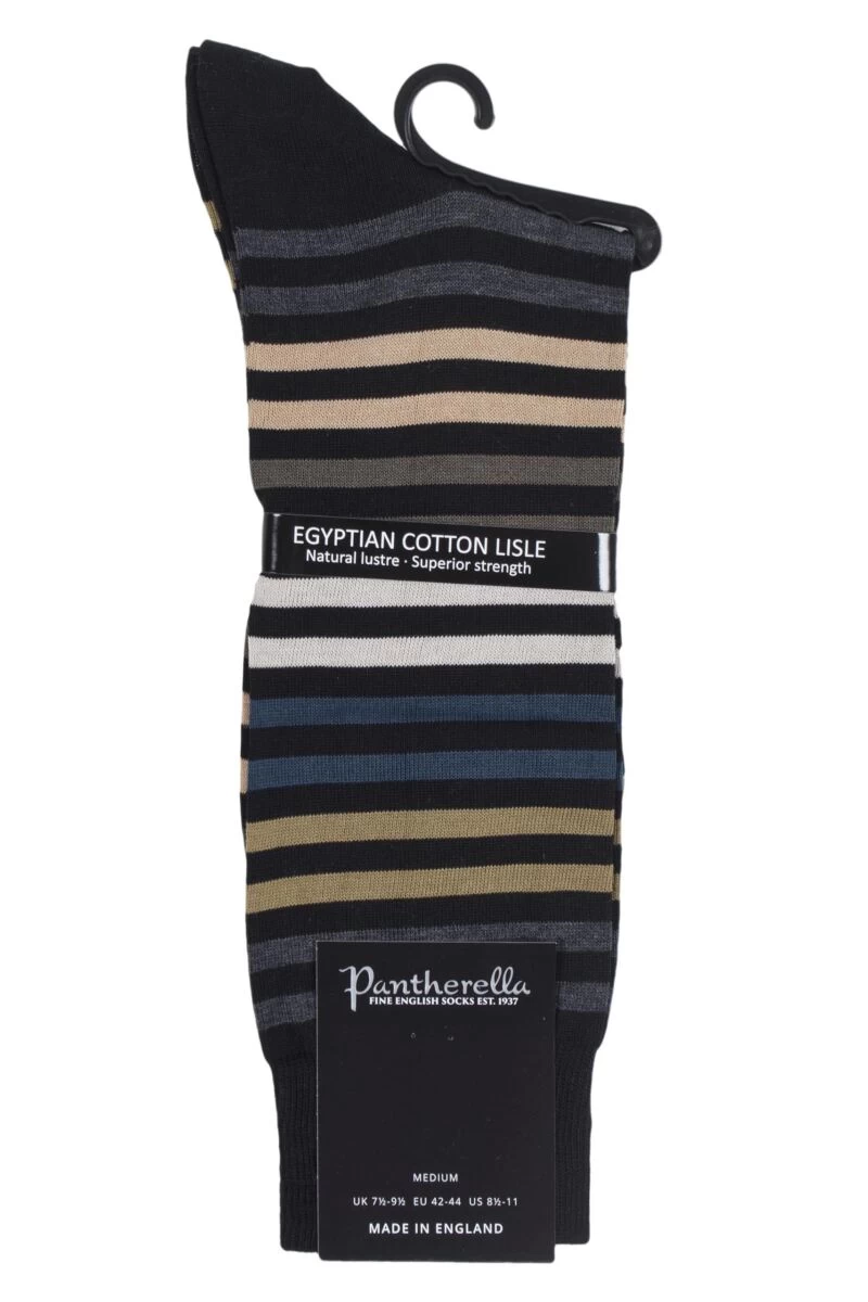 1 Pair Kilburn Striped Cotton Lisle Socks Men's - Pantherella