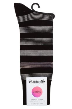 Mens 1 Pair Pantherella Rubra Block Stripe Organic Cotton Socks