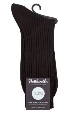 Mens 1 Pair Pantherella Vale 100% Cotton Tailored Ribbed Plain Socks