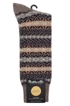 Mens 1 Pair Pantherella Bradstock 85% Cashmere Traditional Fair Isle Socks