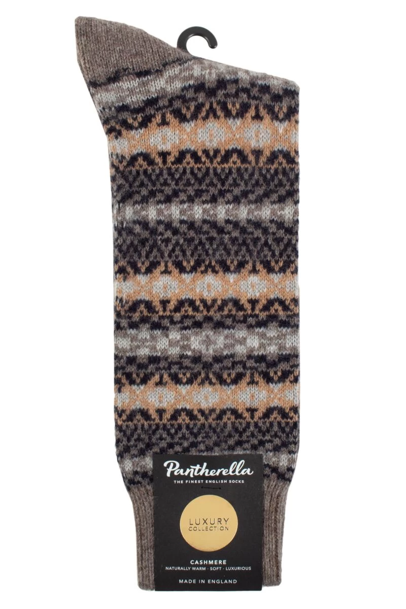 Mens 1 Pair Pantherella Bradstock 85% Cashmere Traditional Fair Isle Socks