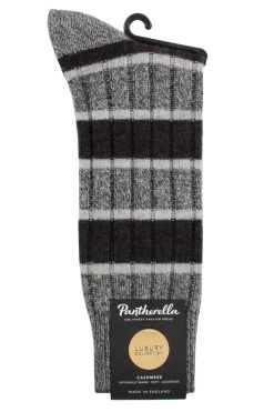 Mens 1 Pair Pantherella Stalbridge 85% Cashmere Striped Ribbed Socks