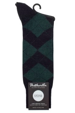 Mens 1 Pair Pantherella Abdale Merino Wool Argyle Socks