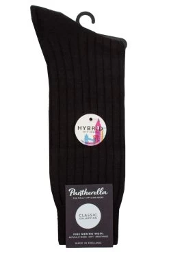 Mens 1 Pair Pantherella Smithfield Cushioned Sole With Ribbed Top Hybrid City Merino Wool Socks