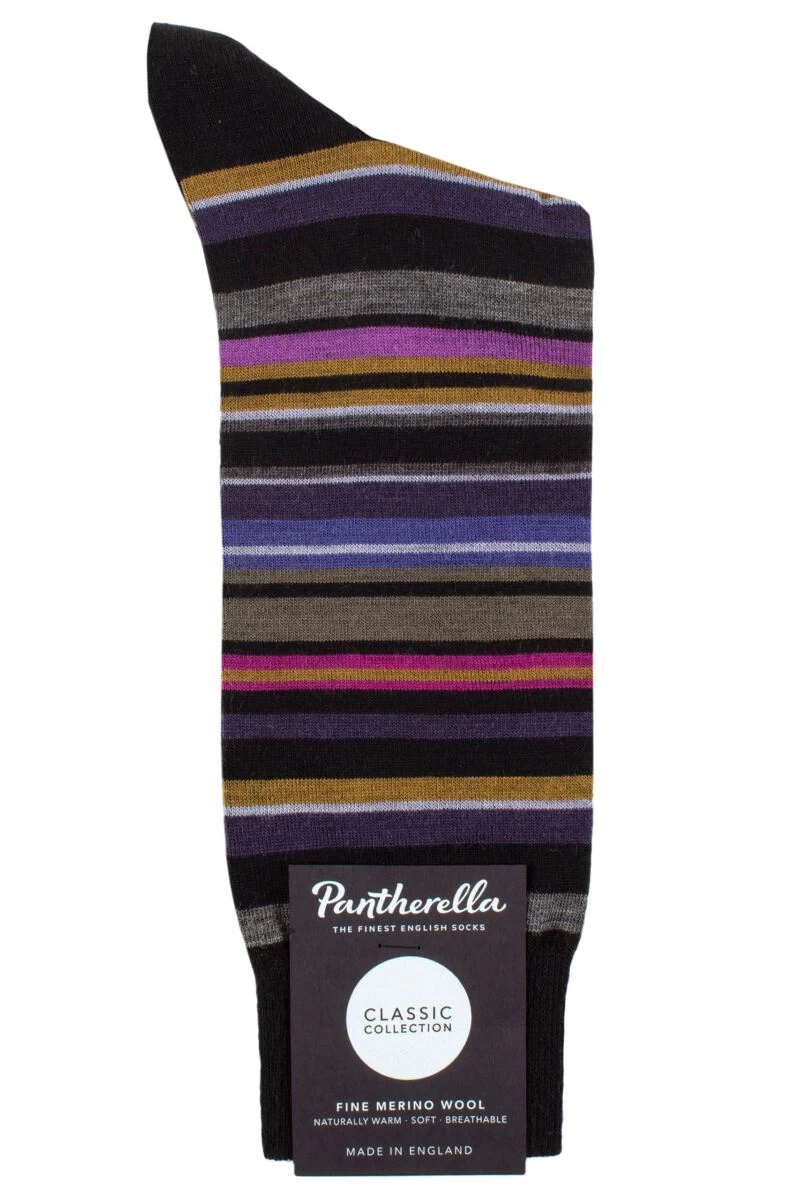Mens 1 Pair Pantherella Quakers Merino Wool Striped Socks