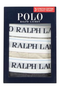 Mens 3 Pair Ralph Lauren Stretch Cotton Classic Trunks