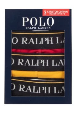 Mens 3 Pair Ralph Lauren Stretch Cotton Boxer Briefs