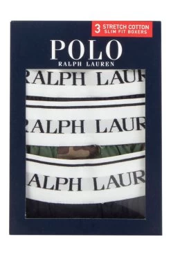 Mens 3 Pair Ralph Lauren Stretch Cotton Slim Fit Boxers
