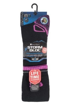 1 Pair With BlueGuard Equestrian Long Wool Blend Socks Ladies - Storm Bloc