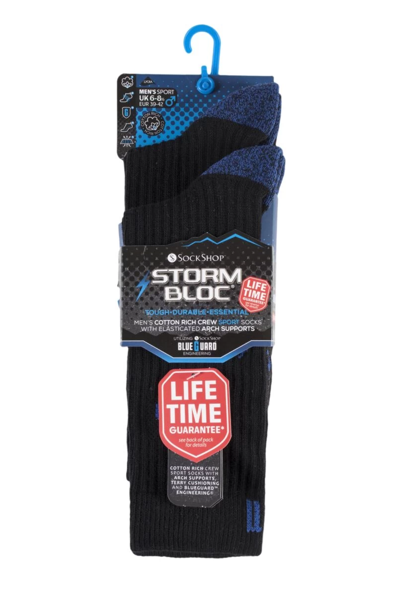 2 Pair With BlueGuard Sports Crew Socks Men's - Storm Bloc