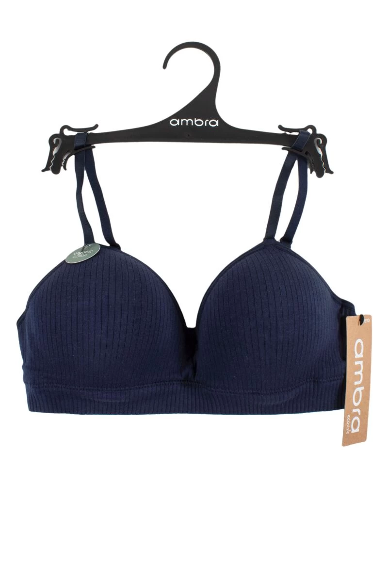 Ladies 1 Pack Ambra Organic Cotton Longline Moulded Bra Underwear